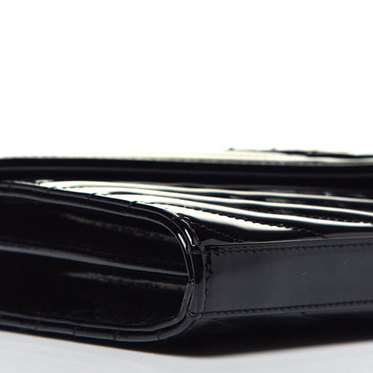 Saint Laurent Patent Matelasse Chevron Monogram Chain Wallet Black 7 of 8