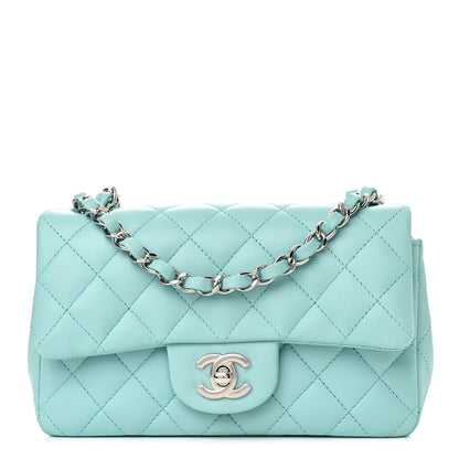 Chanel Lambskin Quilted Mini Rectangular Flap Light Blue 1 of 10