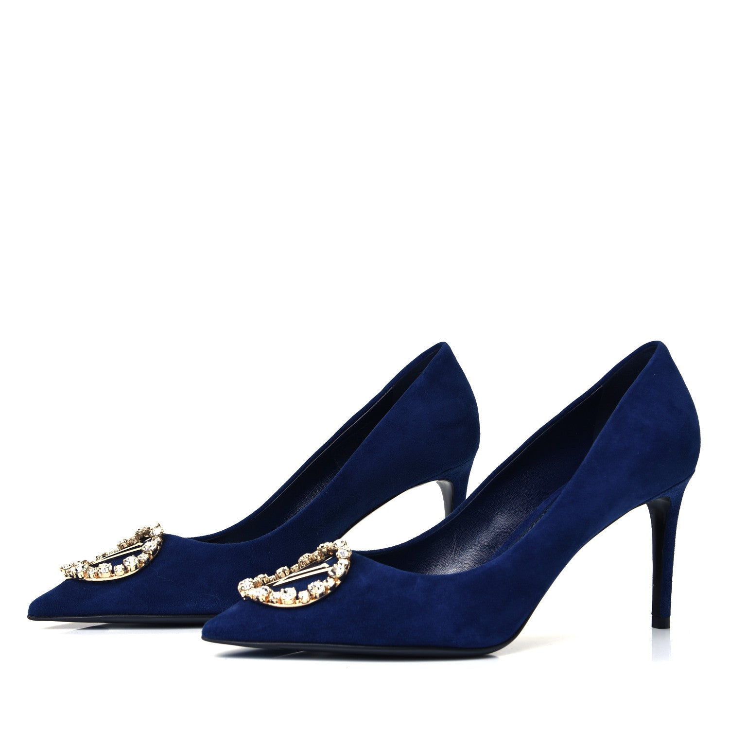 Louis Vuitton Suede Baby Goat Swarovski Crystal Madeleine Pumps 39 Marine 3 of 4