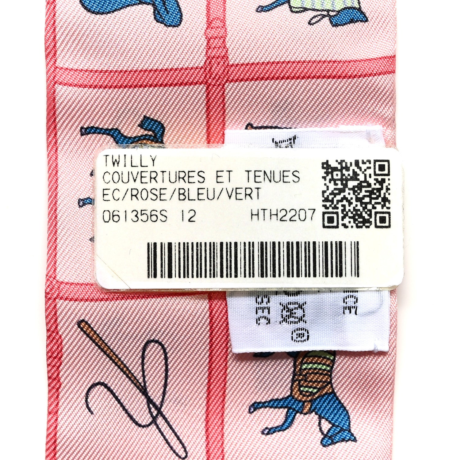 Hermes Silk Couvertures Et Tenues Twilly Rose Bleu Vert 3 of 5