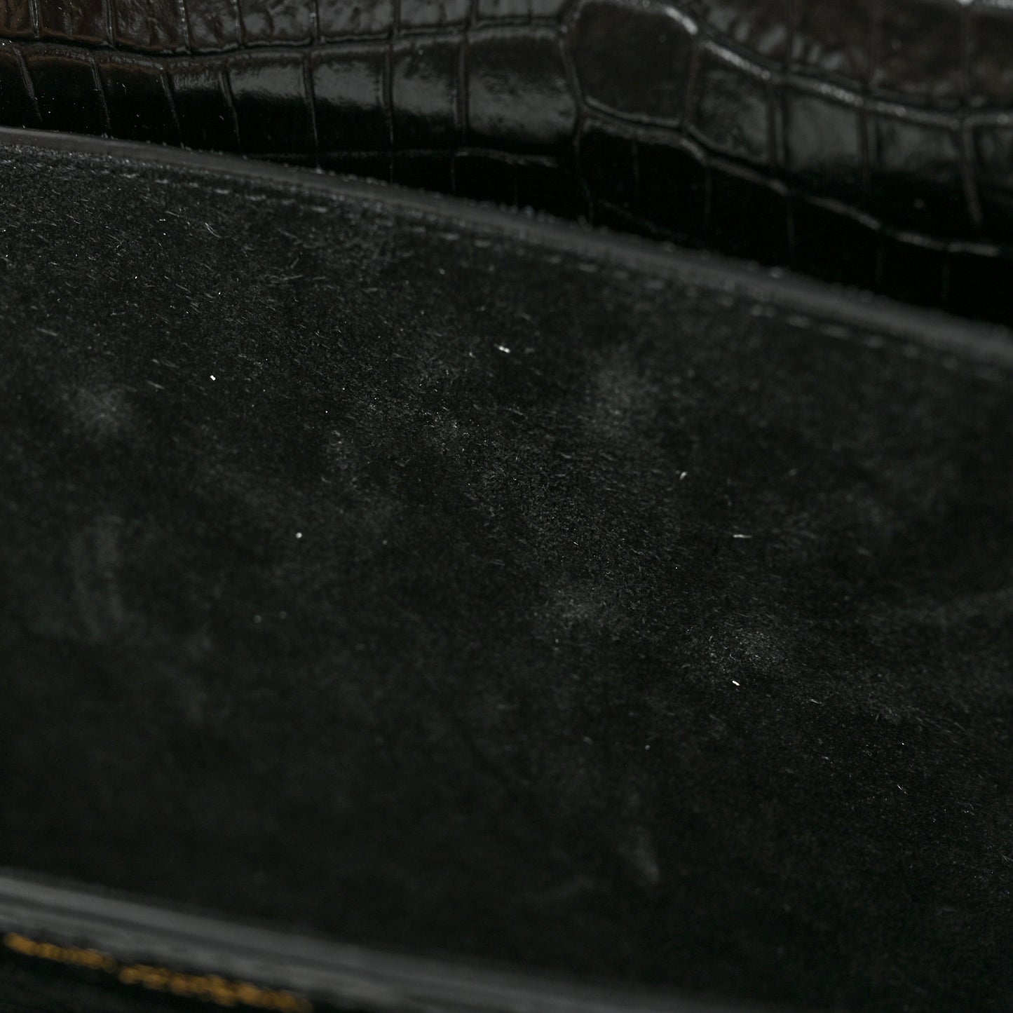 Calfskin Crocodile Embossed Medium Monogram Sunset Black