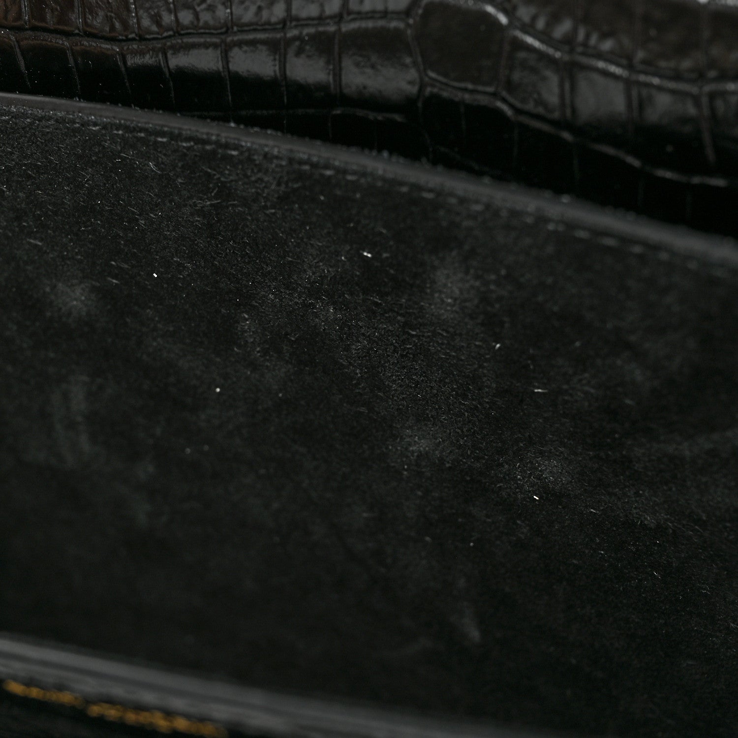 Saint Laurent Calfskin Crocodile Embossed Medium Monogram Sunset Black 10 of 10