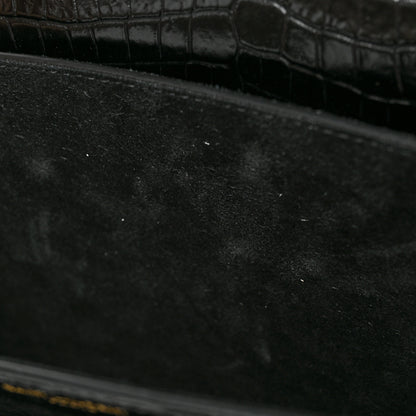Saint Laurent Calfskin Crocodile Embossed Medium Monogram Sunset Black 10 of 10