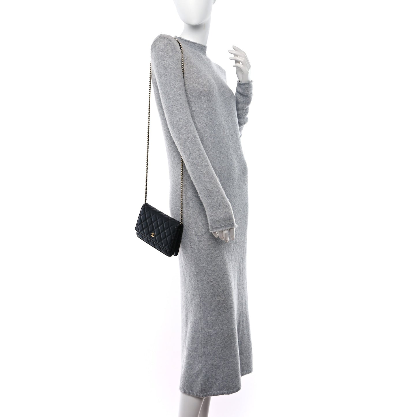 Lambskin Quilted Wallet On Chain WOC Black