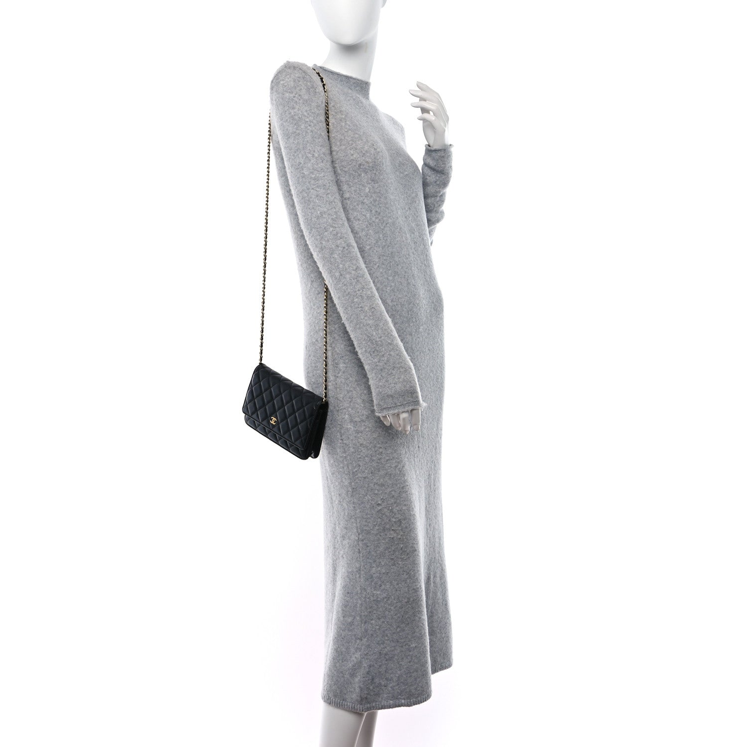 Chanel Lambskin Quilted Wallet On Chain WOC Black 2 of 12