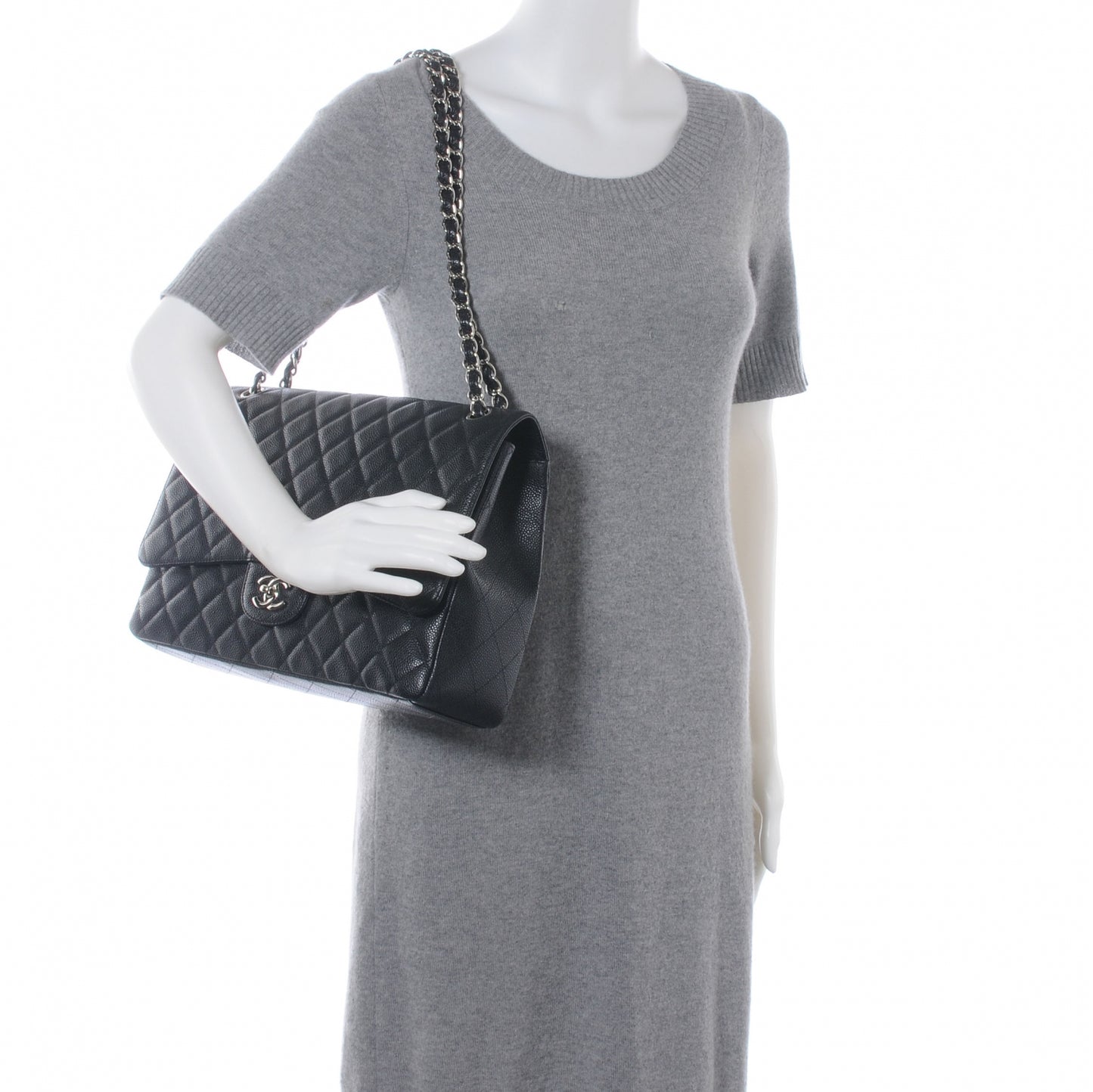 Caviar Maxi Single Flap Black