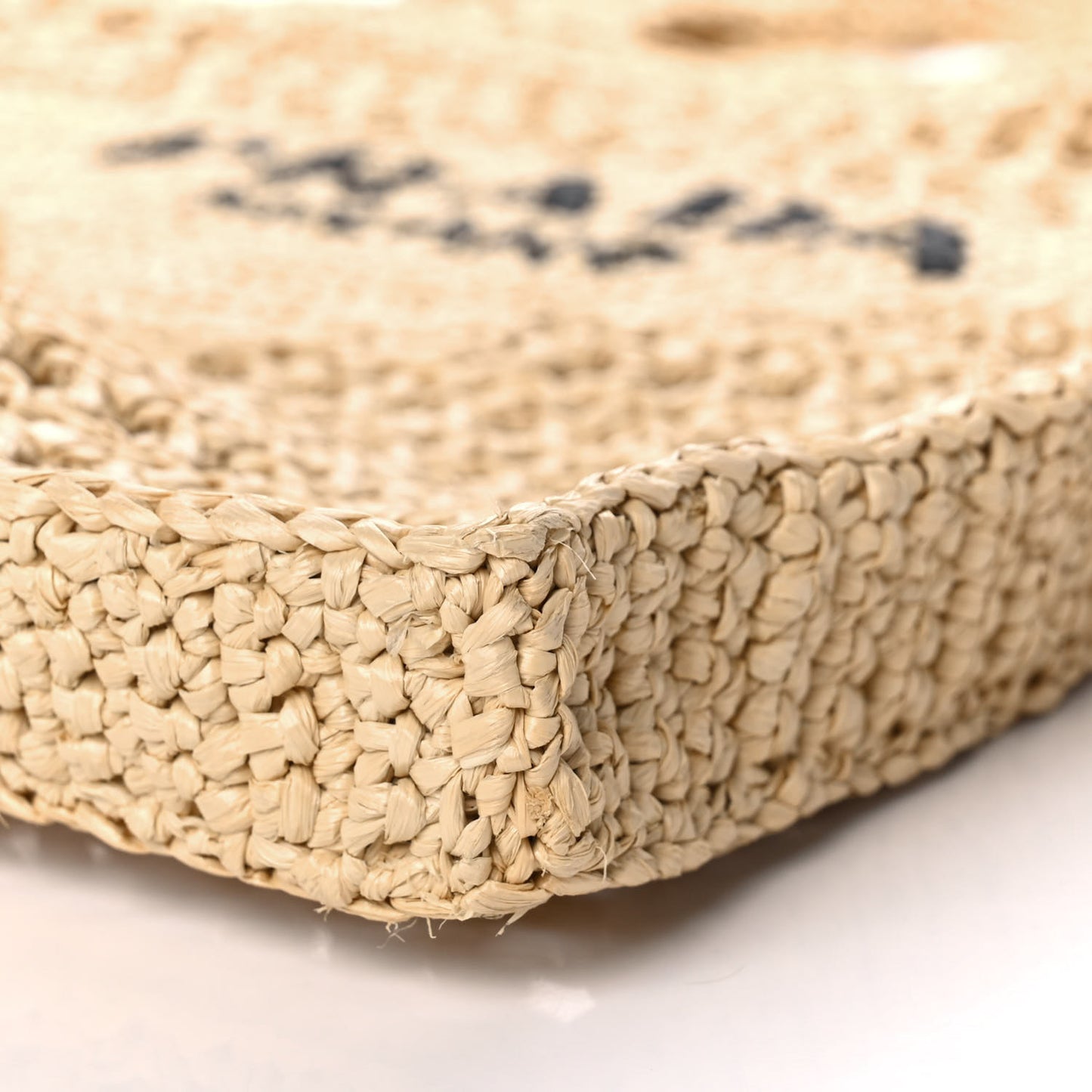 Yarn Raffia Effect Crochet Logo Embroidered Tote Bag Naturale