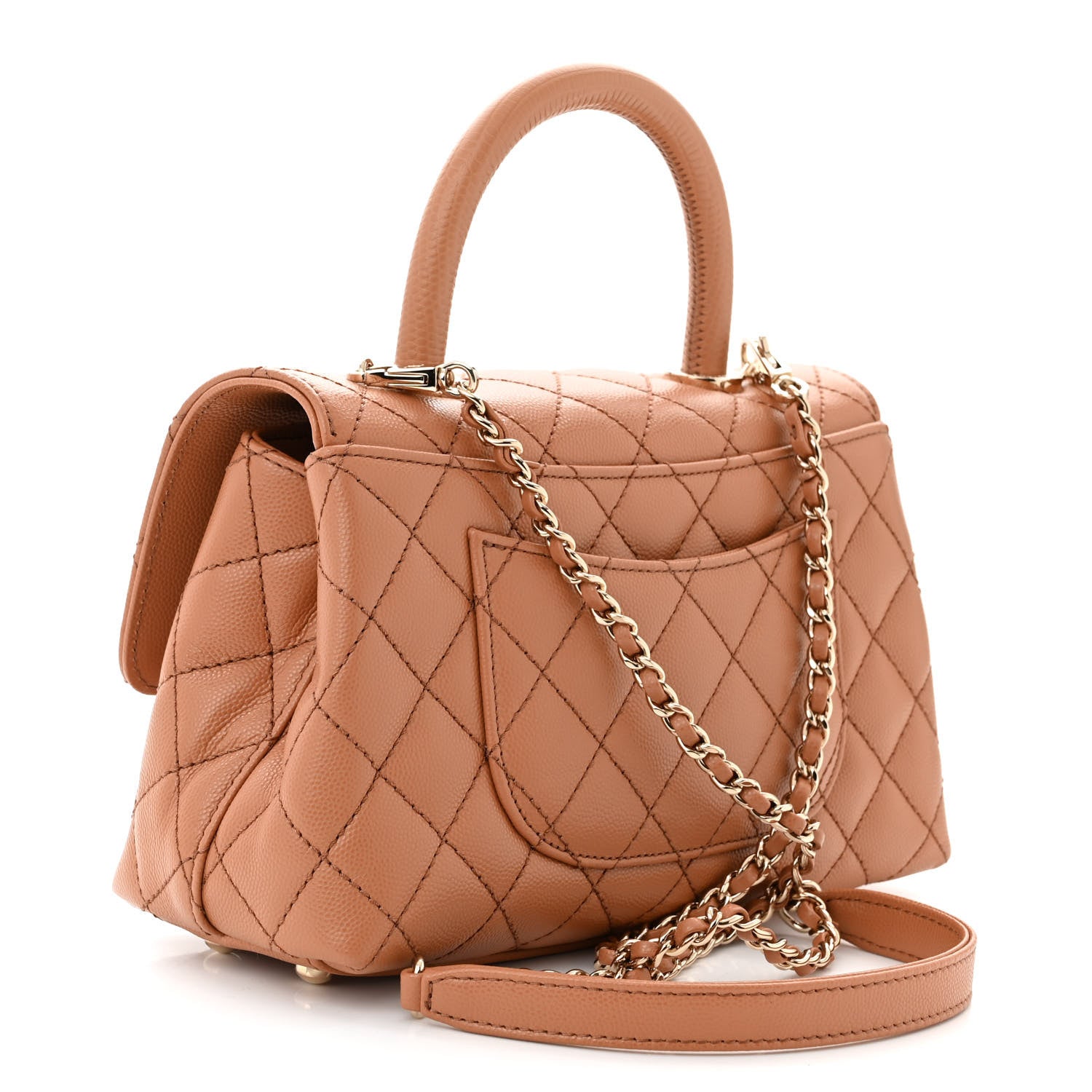 Chanel Caviar Quilted Lizard Embossed Mini Coco Handle Flap Brown 3 of 11