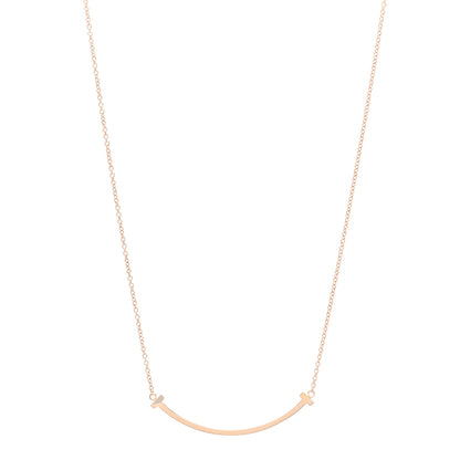 Tiffany 18K Rose Gold Small T Smile Pendant Necklace 1 of 5