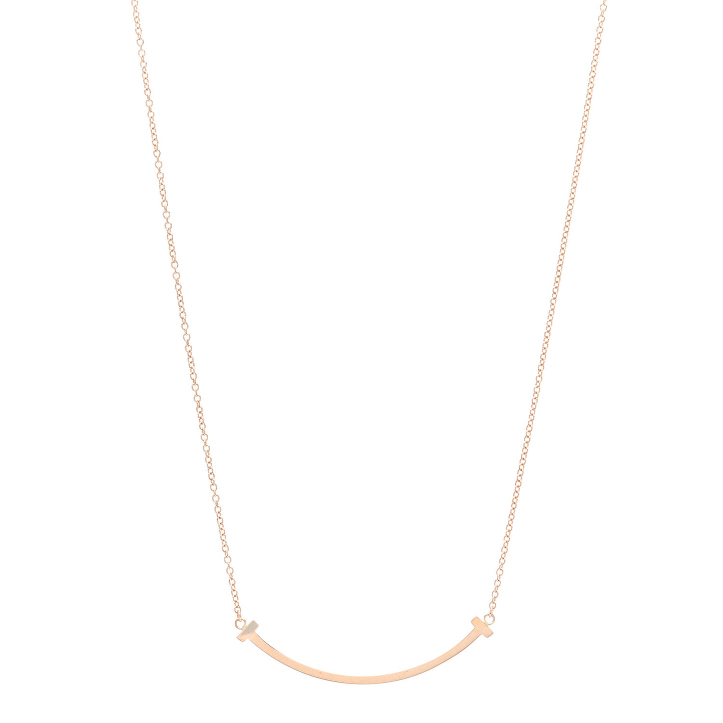 18K Rose Gold Small T Smile Pendant Necklace