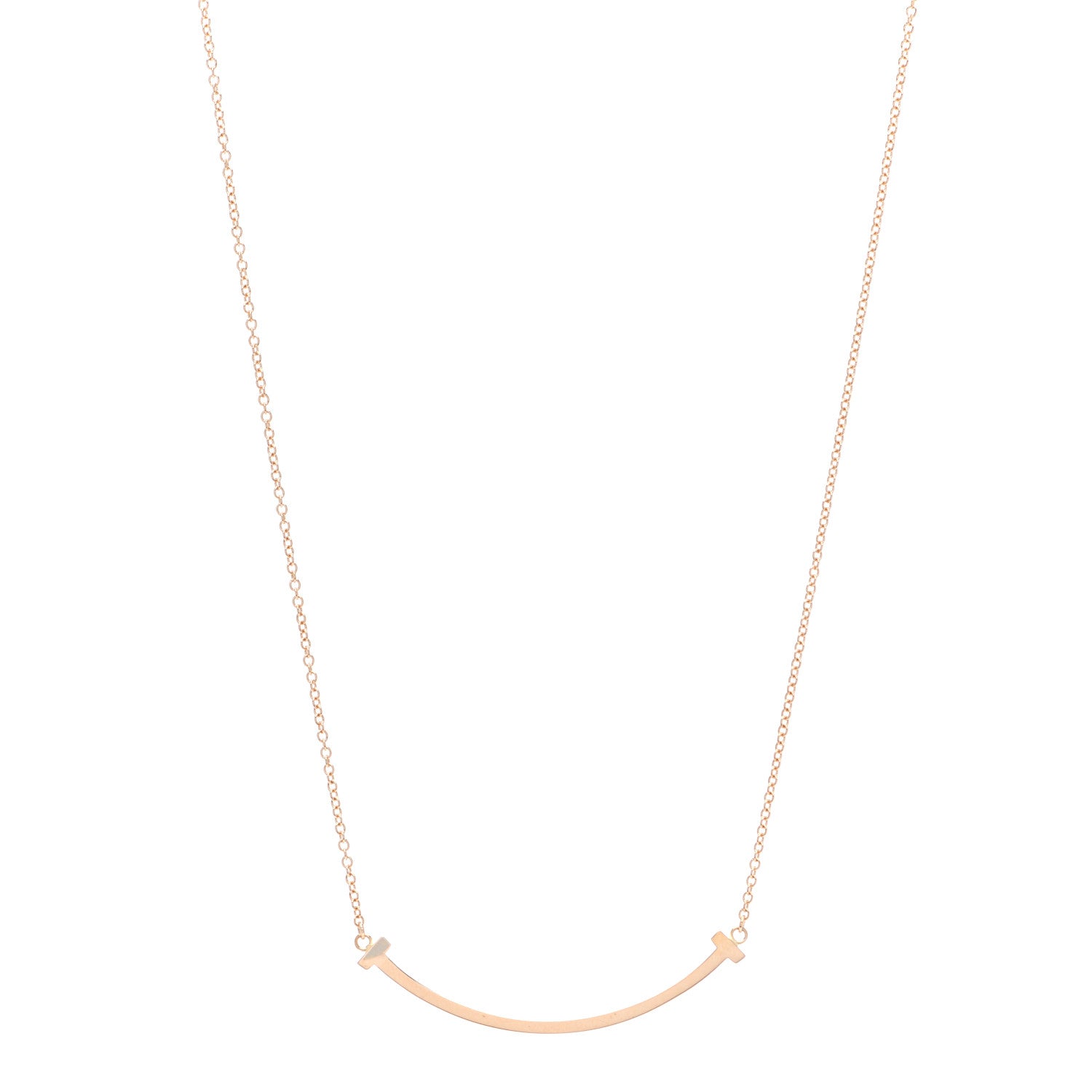 Tiffany 18K Rose Gold Small T Smile Pendant Necklace 1 of 5