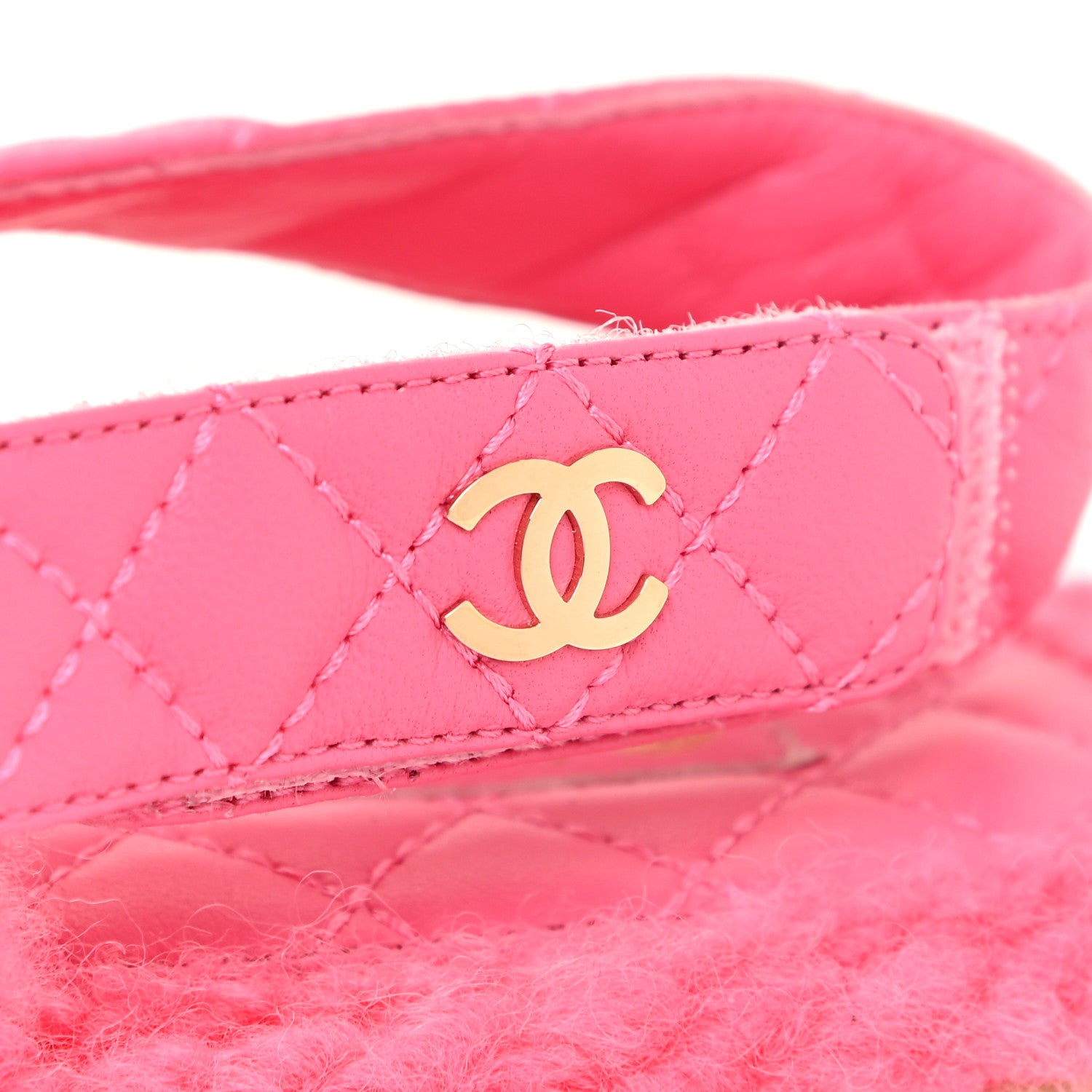Chanel Cord Lambskin Quilted Logo Sandals 40 Pink 12 of 12