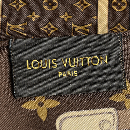 Louis Vuitton Silk Monogram Trunks Square Scarf Marroon 5 of 6