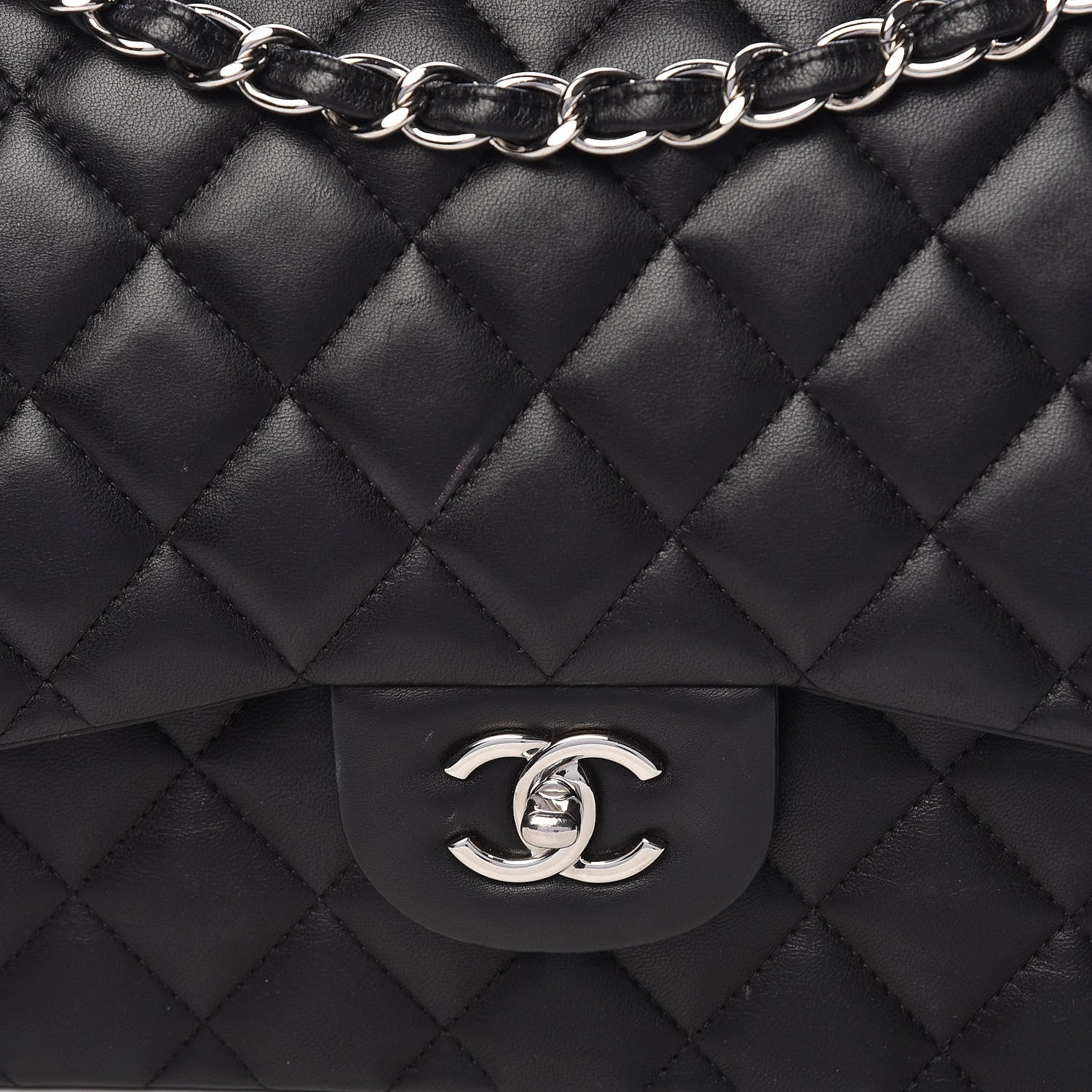 Chanel Lambskin Quilted Jumbo Double Flap Black 10 of 13