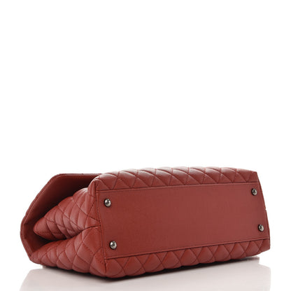 Chanel Caviar Quilted Medium Coco Handle Flap Dark Red 5 of 8