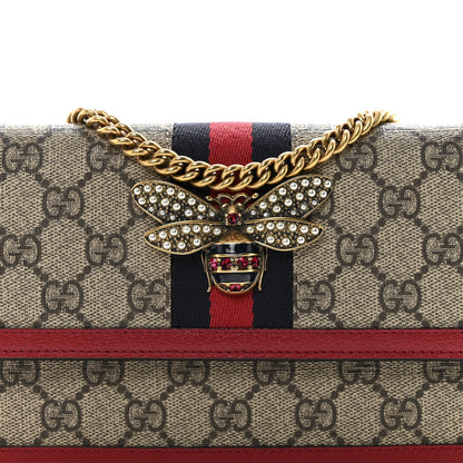 Gucci GG Supreme Monogram Web Queen Margaret Chain Wallet Red 5 of 11