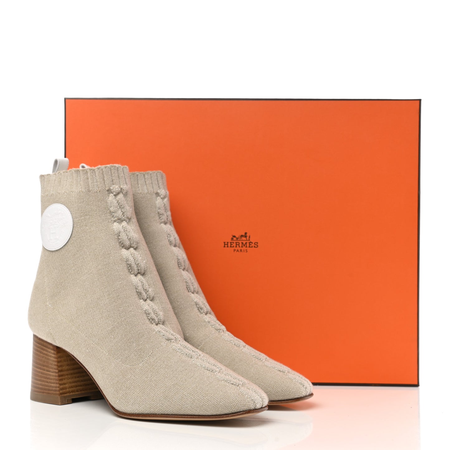 Knit Calfskin Volver 60 Ankle Boots 38 Nocciola
