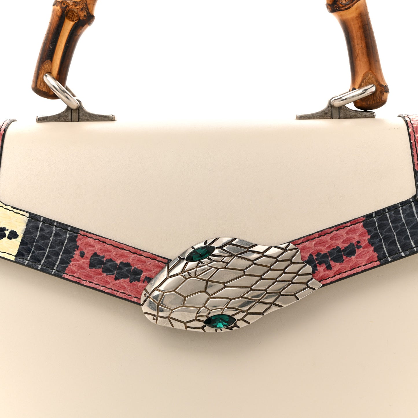 Calfskin Snakeskin Small Lilith Top Handle Bag White
