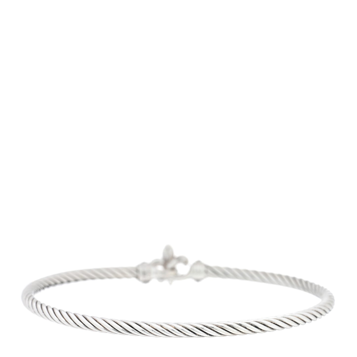 Sterling Silver Diamond 3mm Cable Collectibles Fleur De Lis Bracelet