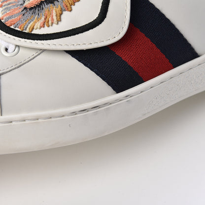 Gucci Calfskin Ayers Web Tiger Embroidered Mens Ace Sneakers7.5 White 11 of 12