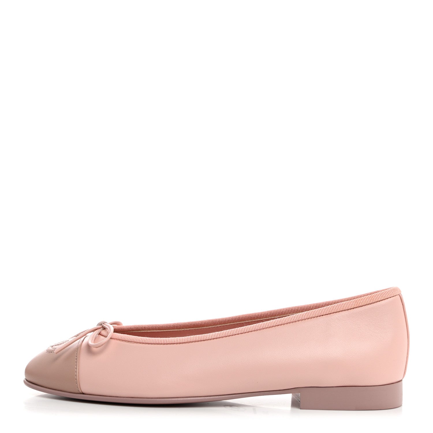 Chanel Lambskin Cap Toe CC Ballerina Flats 37.5 Light Pink Dark Pink 1 of 9