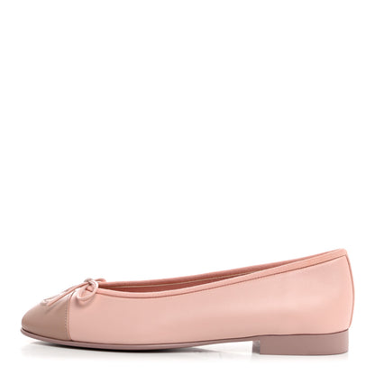 Chanel Lambskin Cap Toe CC Ballerina Flats 37.5 Light Pink Dark Pink 1 of 9