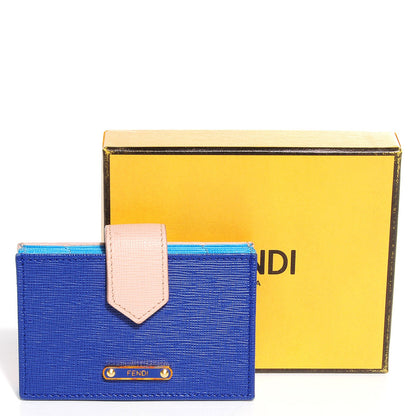 Fendi Vitello Elite Gusseted Card Holder Blue Neon Multicolor 6 of 10