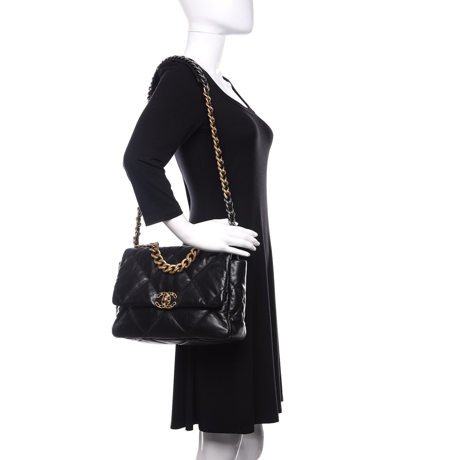 Chanel Lambskin Quilted Large 19 Flap Black 2 of 10