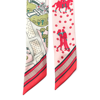 Hermes Silk Les Nouveaux Amoureux de Paris Twilly Rose Pale Vert Rose 2 of 4