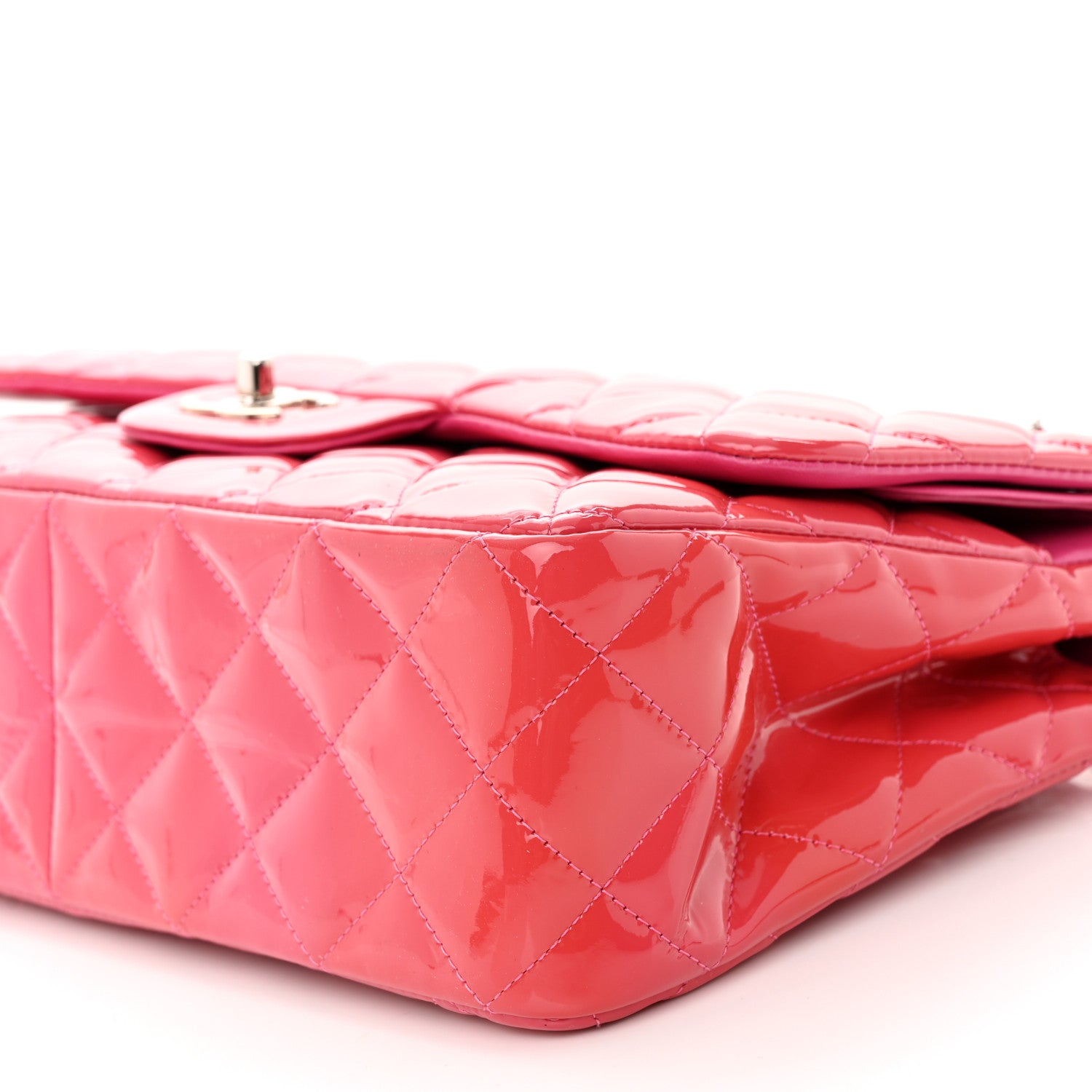 Chanel Patent Quilted Jumbo Double Flap Pink 10 of 11