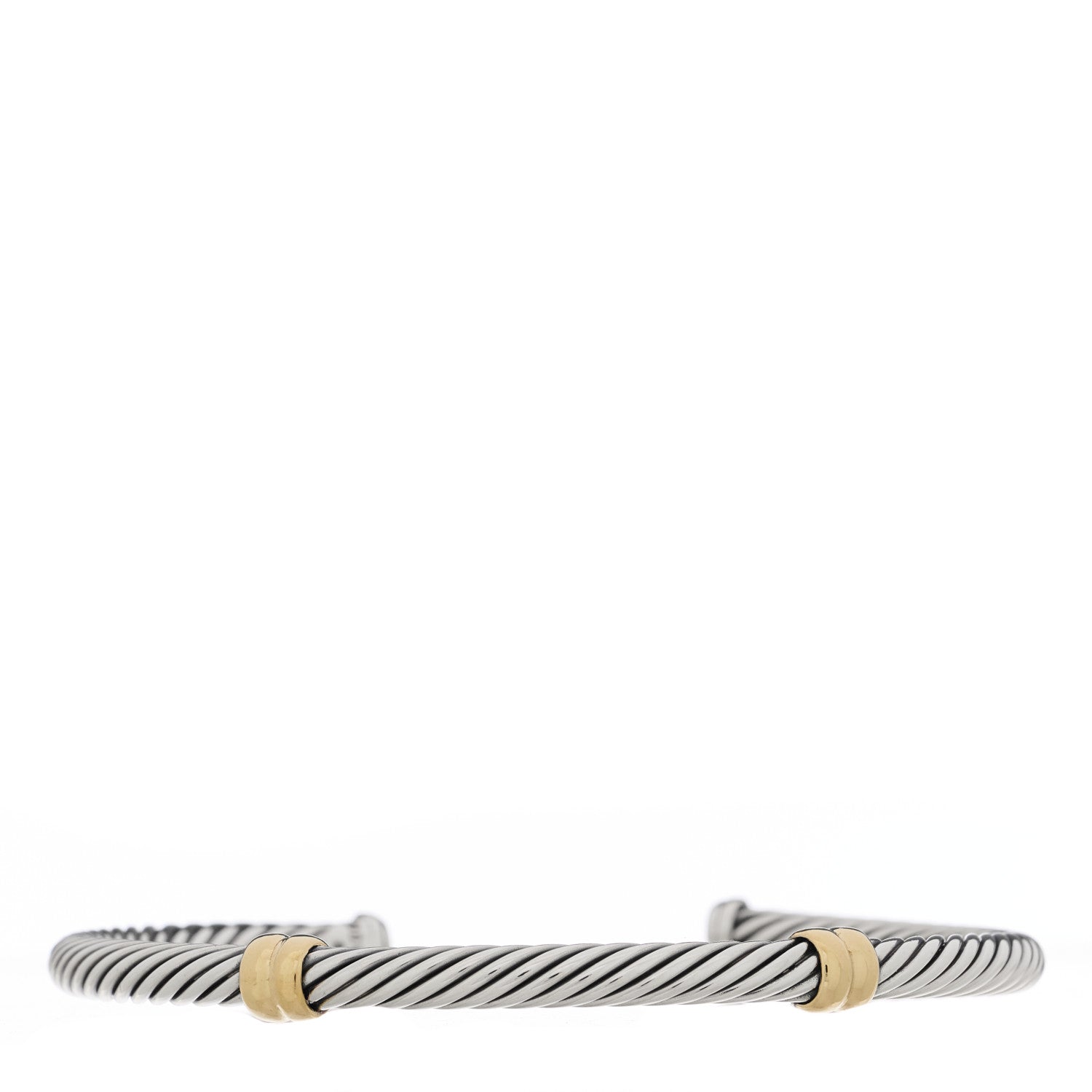 David Yurman Sterling Silver 18K Yellow Gold 4mm Double Station Cable Classics Bracelet 1 of 3