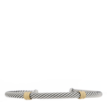 David Yurman Sterling Silver 18K Yellow Gold 4mm Double Station Cable Classics Bracelet 1 of 3