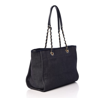 Chanel Denim Small Deauville Tote Dark Blue 3 of 19