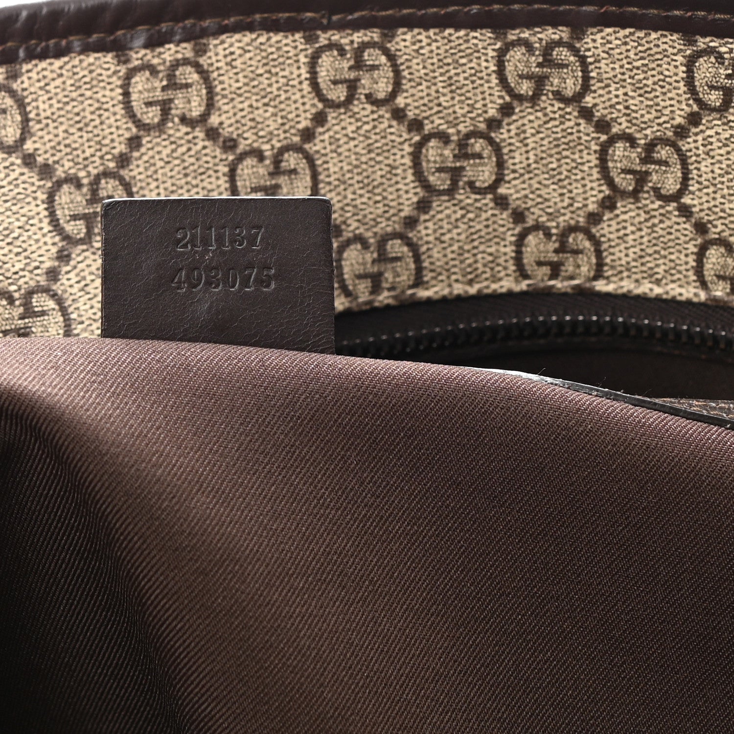Gucci GG Supreme Monogram Medium Zippered Shopping Tote Dark Brown 7 of 13