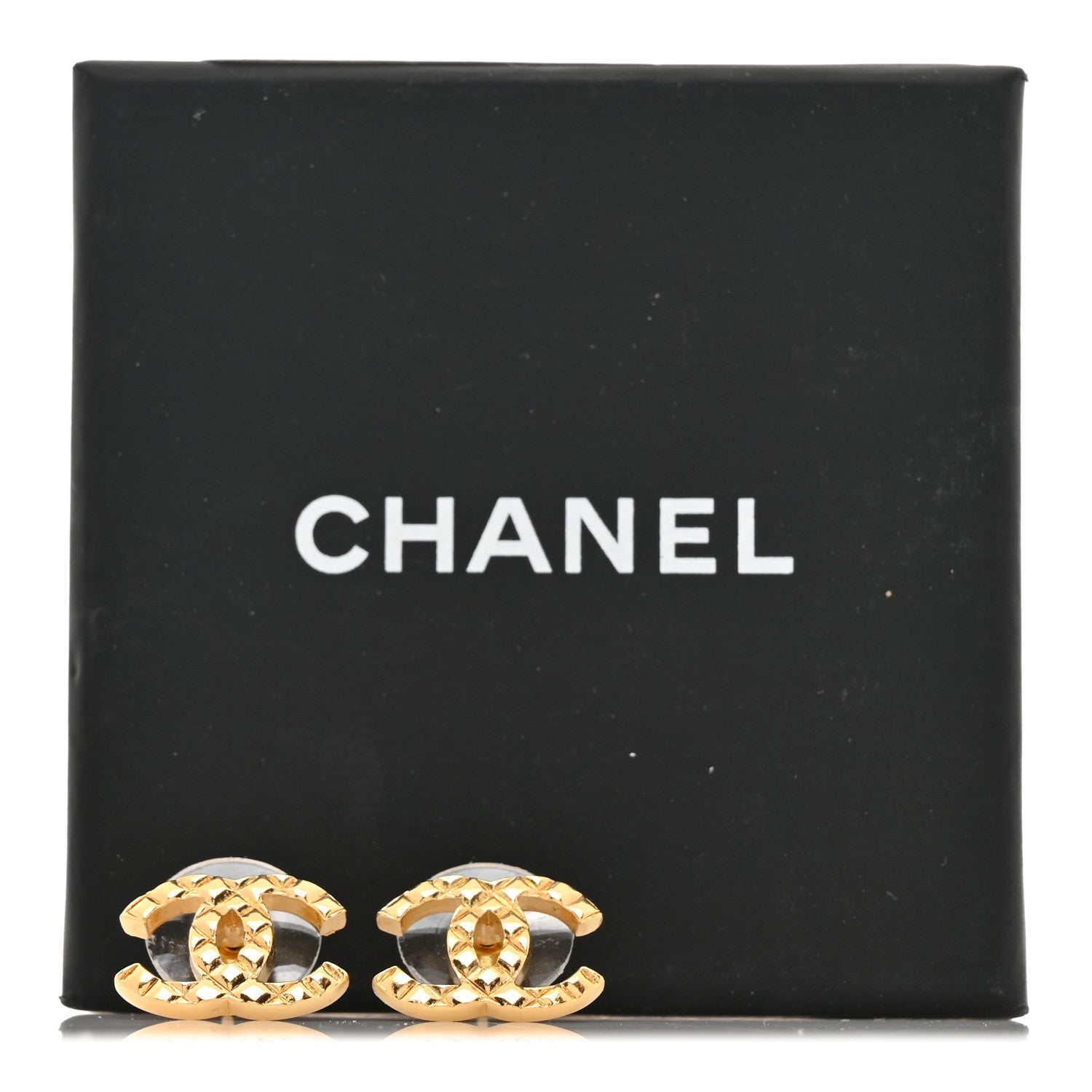 Chanel Metal Textured CC Earrings Gold 5 of 5