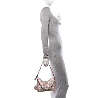 Prada Yarn Raffia Effect Crochet Mini Re-Edition Shoulder Bag Alabastro 2 of 14