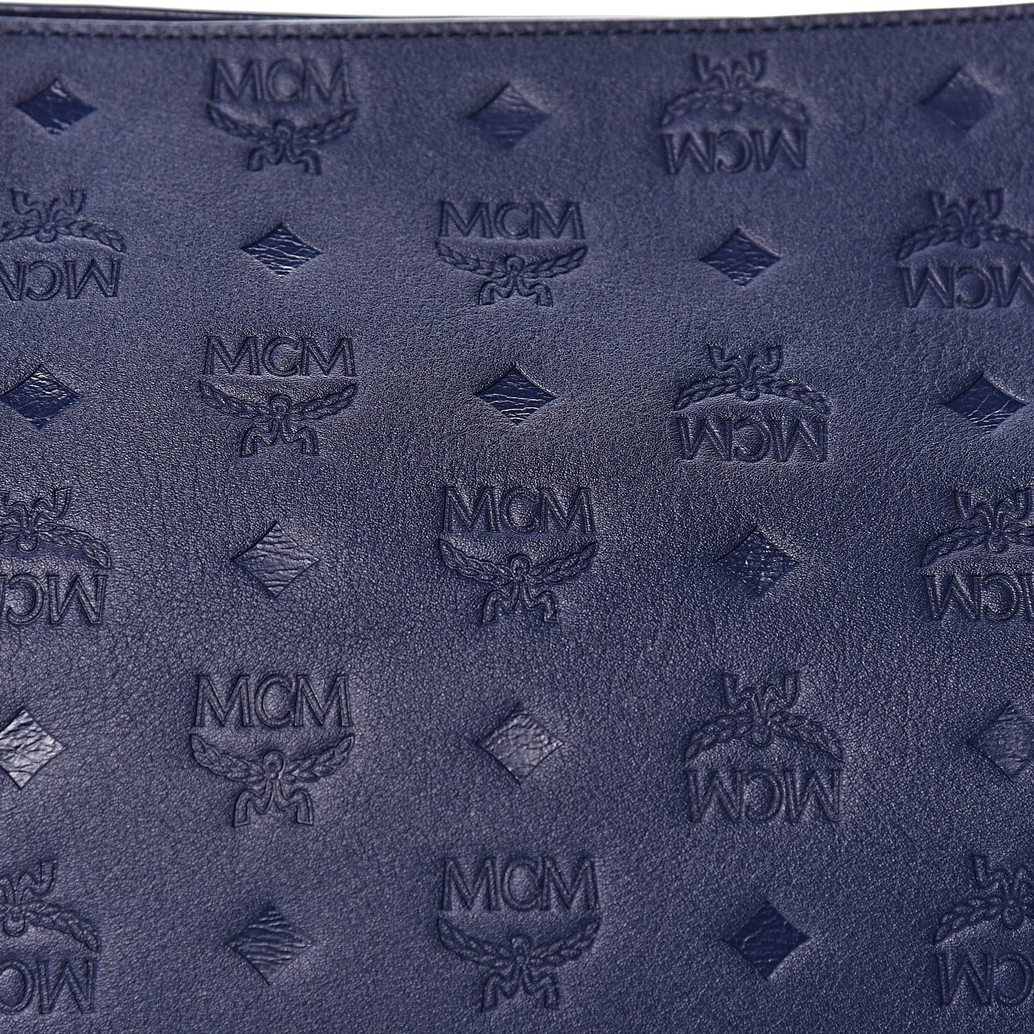 MCM Calfskin Ottomar Monogram Large Klara Hobo Navy Blue 8 of 10