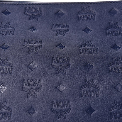 MCM Calfskin Ottomar Monogram Large Klara Hobo Navy Blue 8 of 10