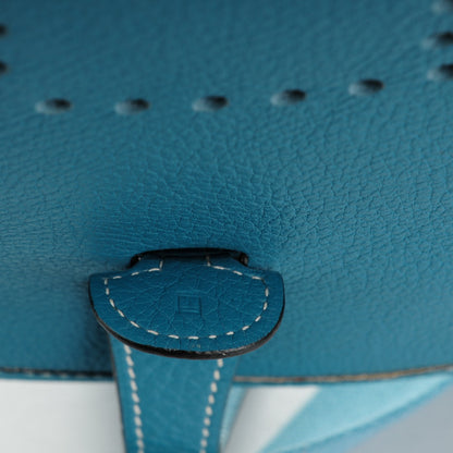 Hermes Taurillon Clemence Evelyne PM Blue Jean 7 of 9