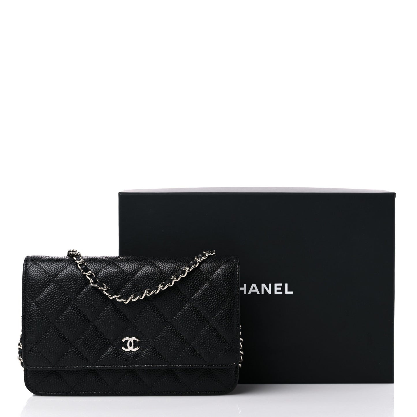 Caviar Quilted Wallet on Chain WOC Black