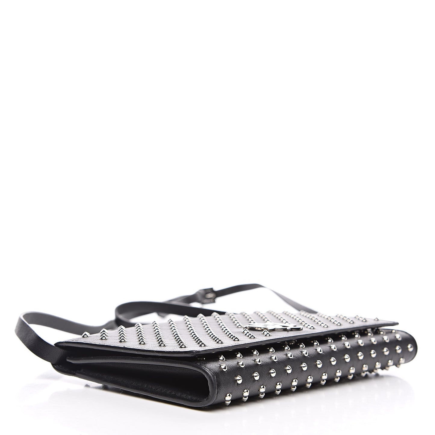 Calfskin Studded Insignia Pouch Black