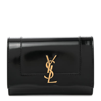 Saint Laurent Shiny Calfskin Small Monogram Cassandre Envelope Wallet Black 1 of 6