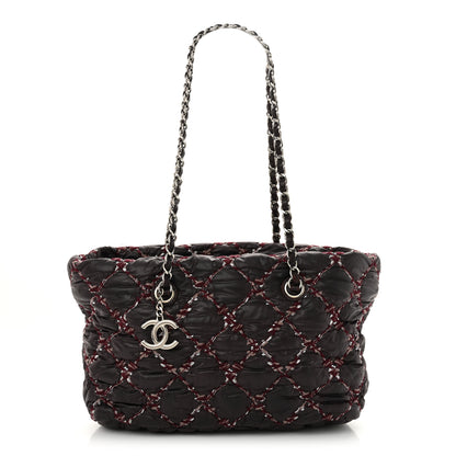 Chanel Nylon Quilted Tweed Stitch Bubble Tote Plum 1 of 14