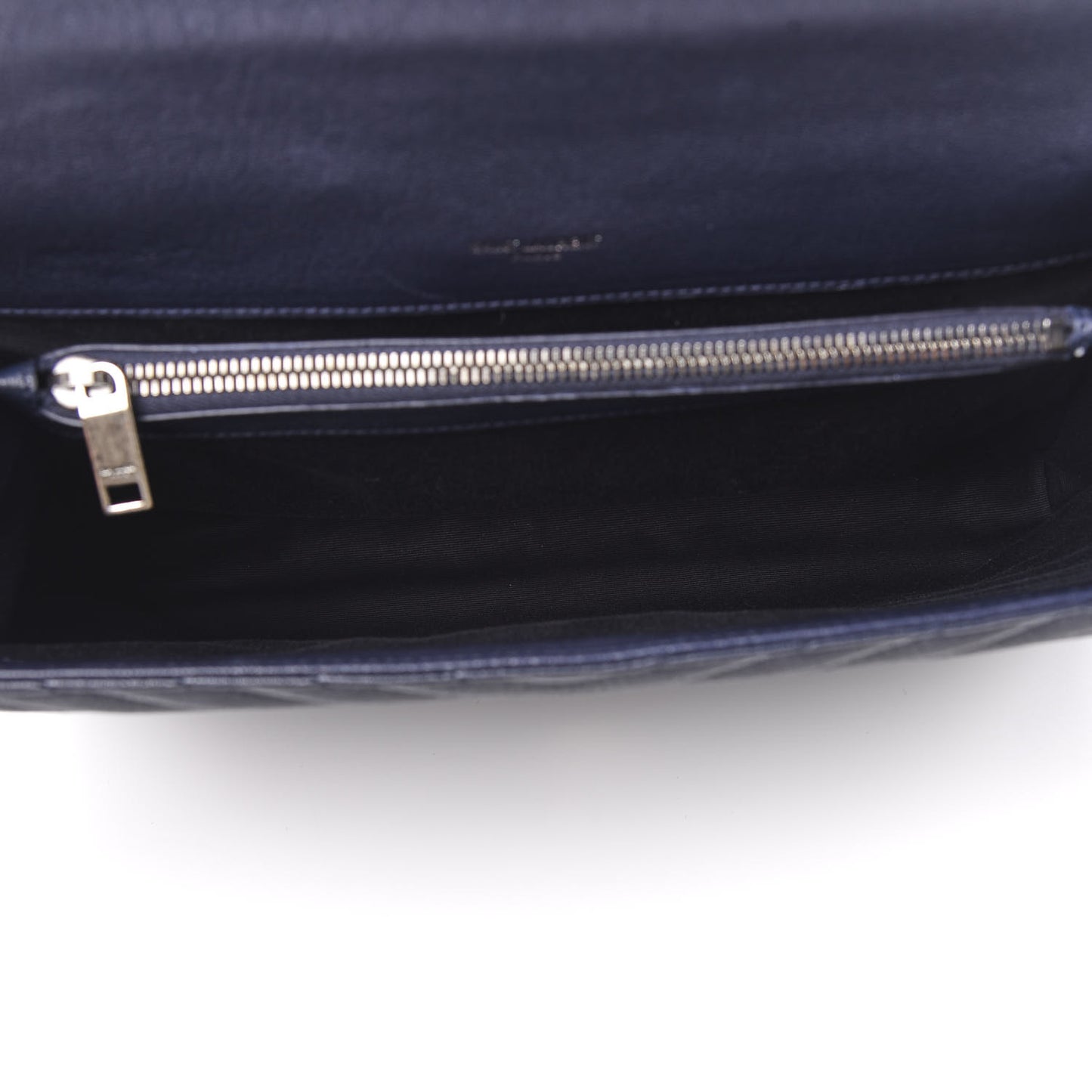 Sheepskin Matelasse Chevron Monogram Large College Satchel Black