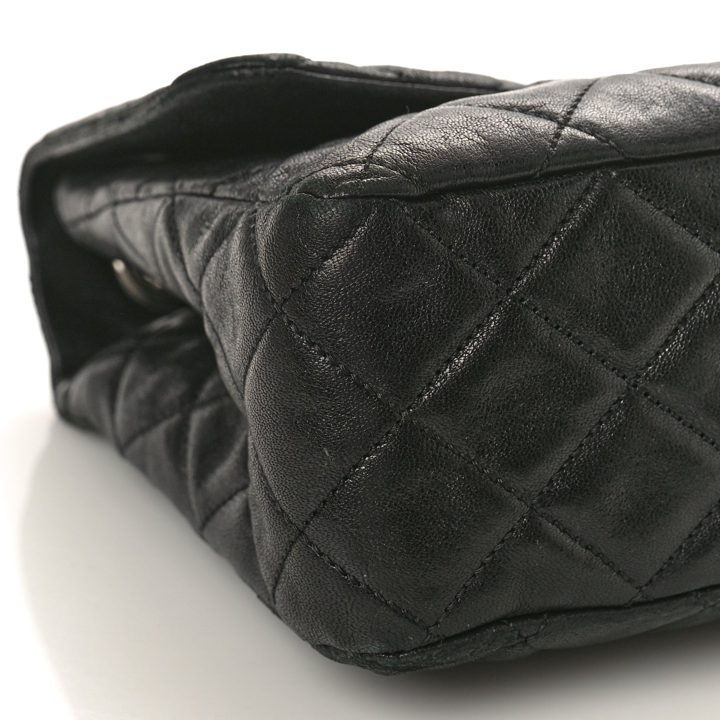 Washed Lambskin Quilted Bijoux Chain Jumbo Single Flap Black