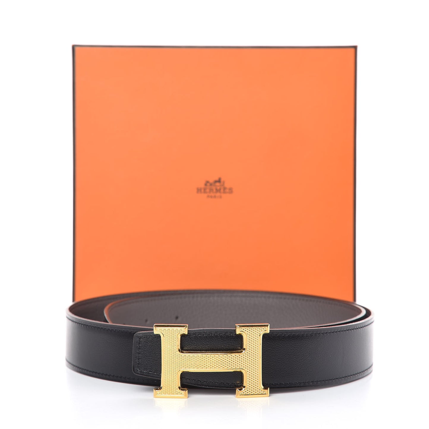 Box Togo 32mm Guilloche H Belt 90 Black Etain