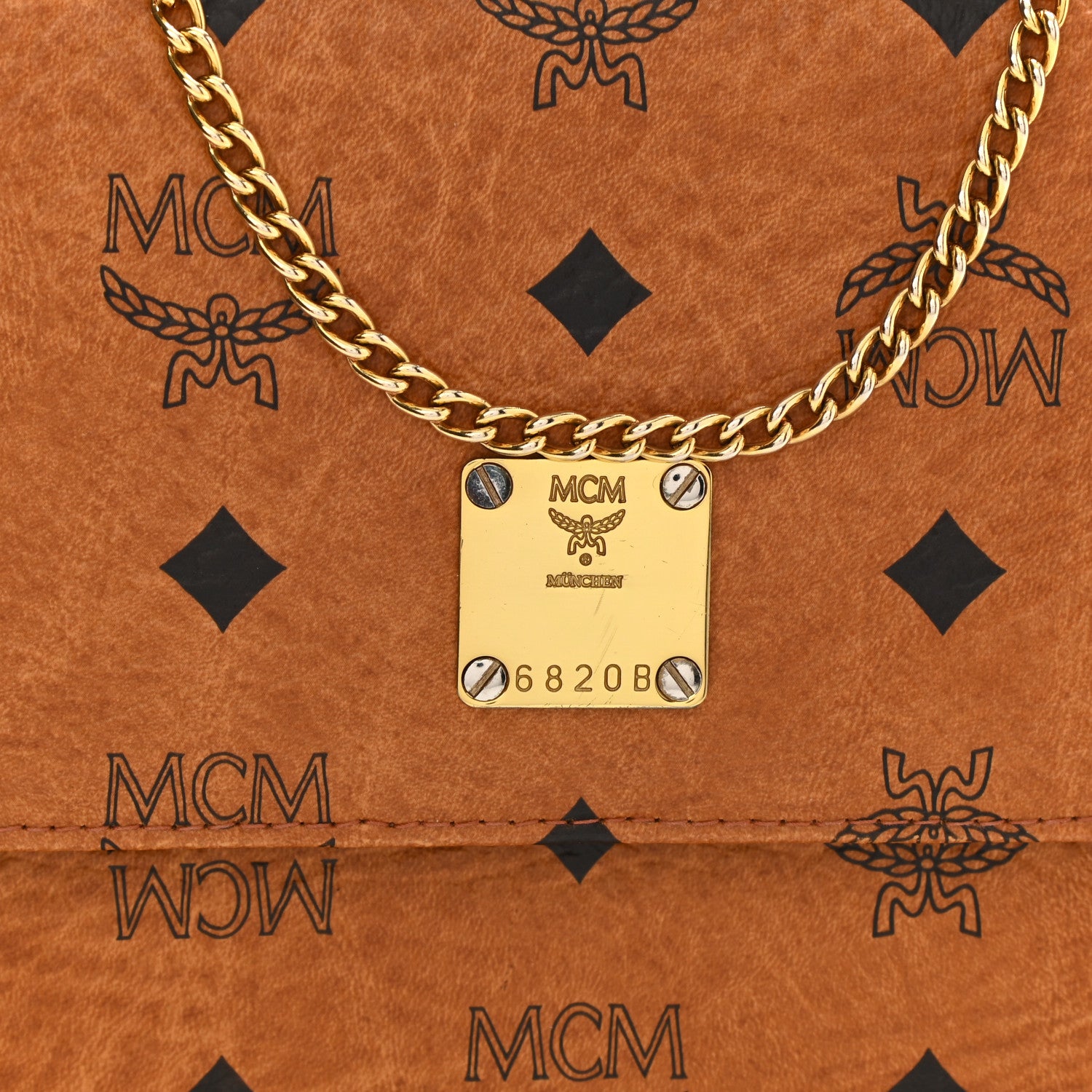 MCM Visetos Flap Shoulder Bag Cognac 7 of 10