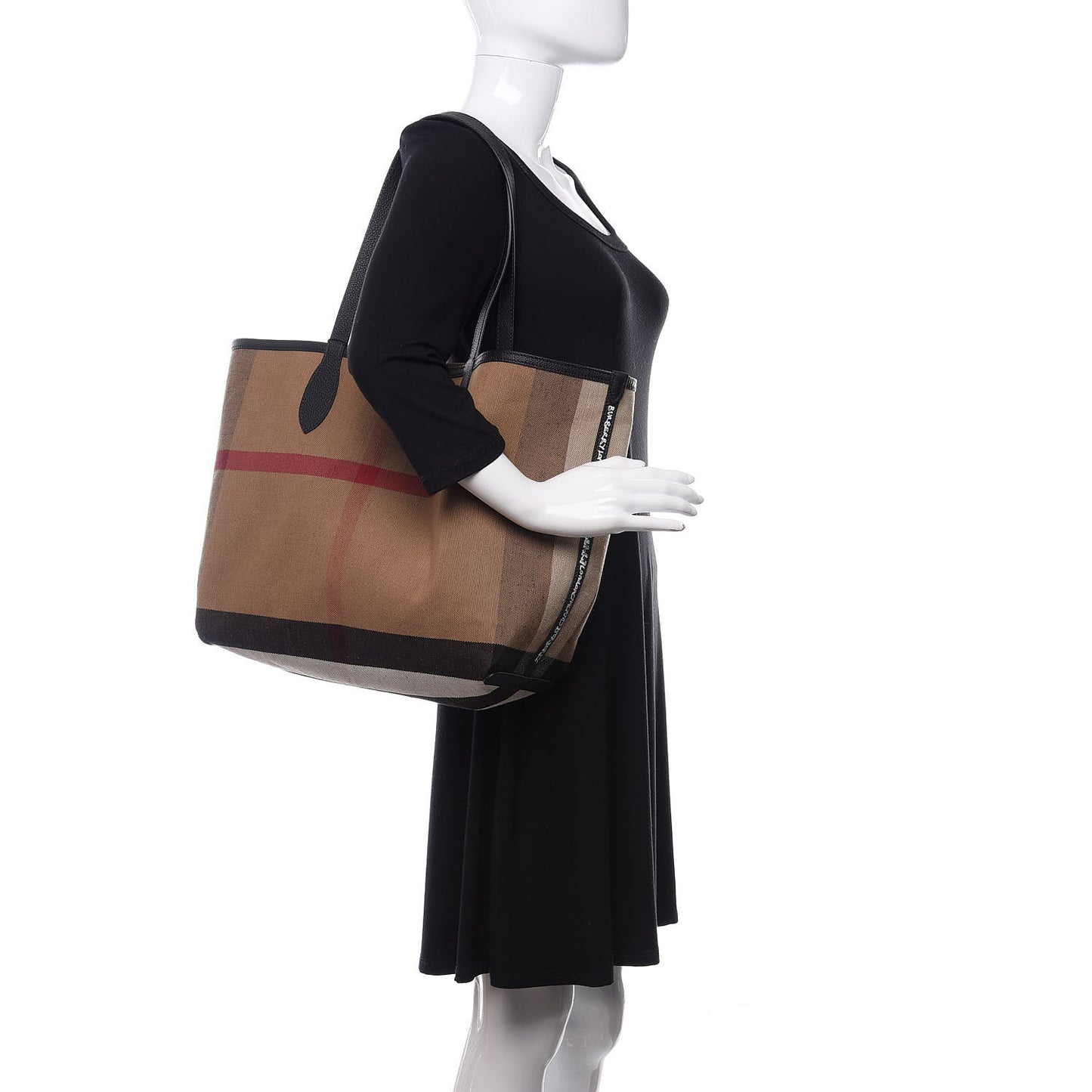 Coated Canvas Mega Check Medium Doodle Tote Black