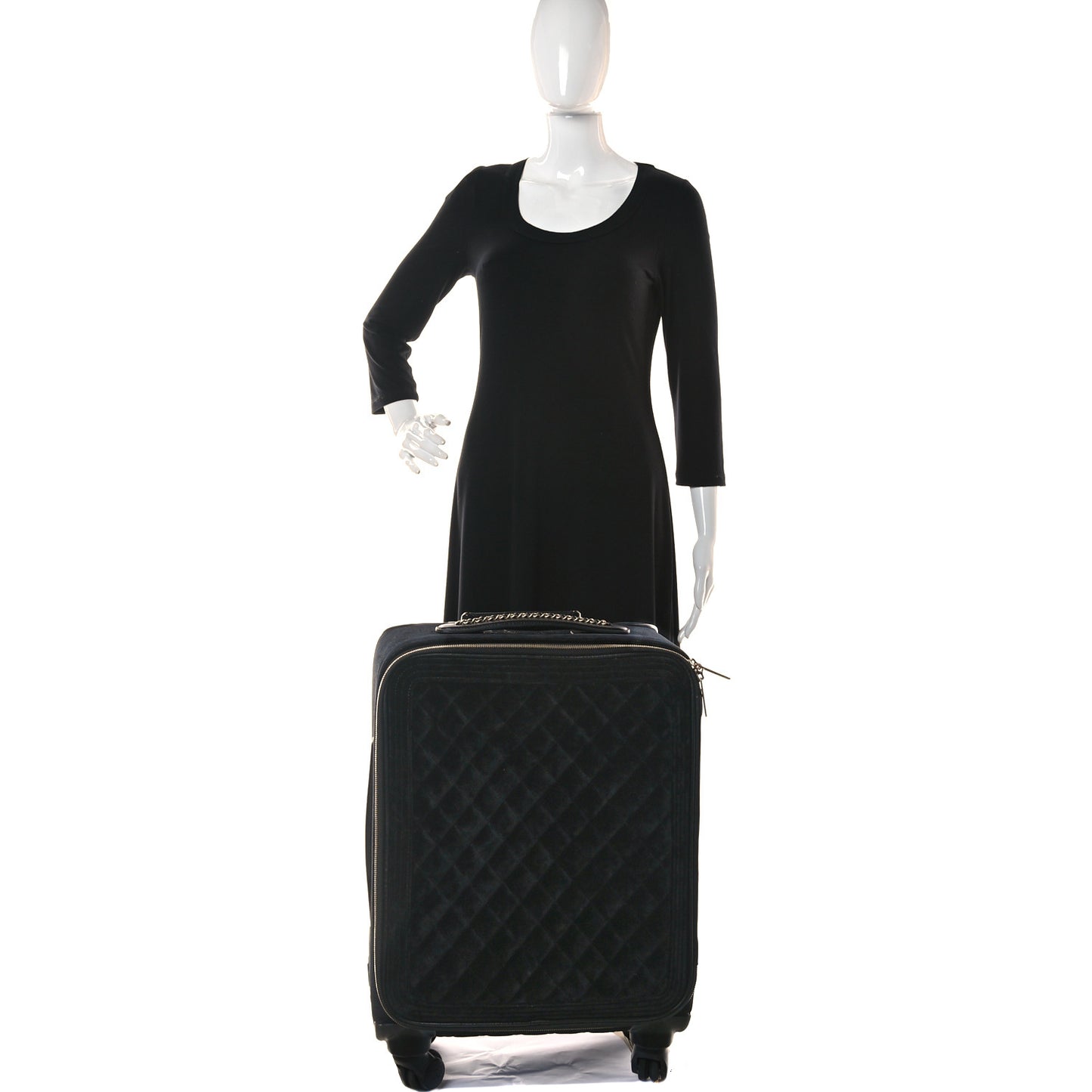 Suede Quilted Coco Case Trolley Black