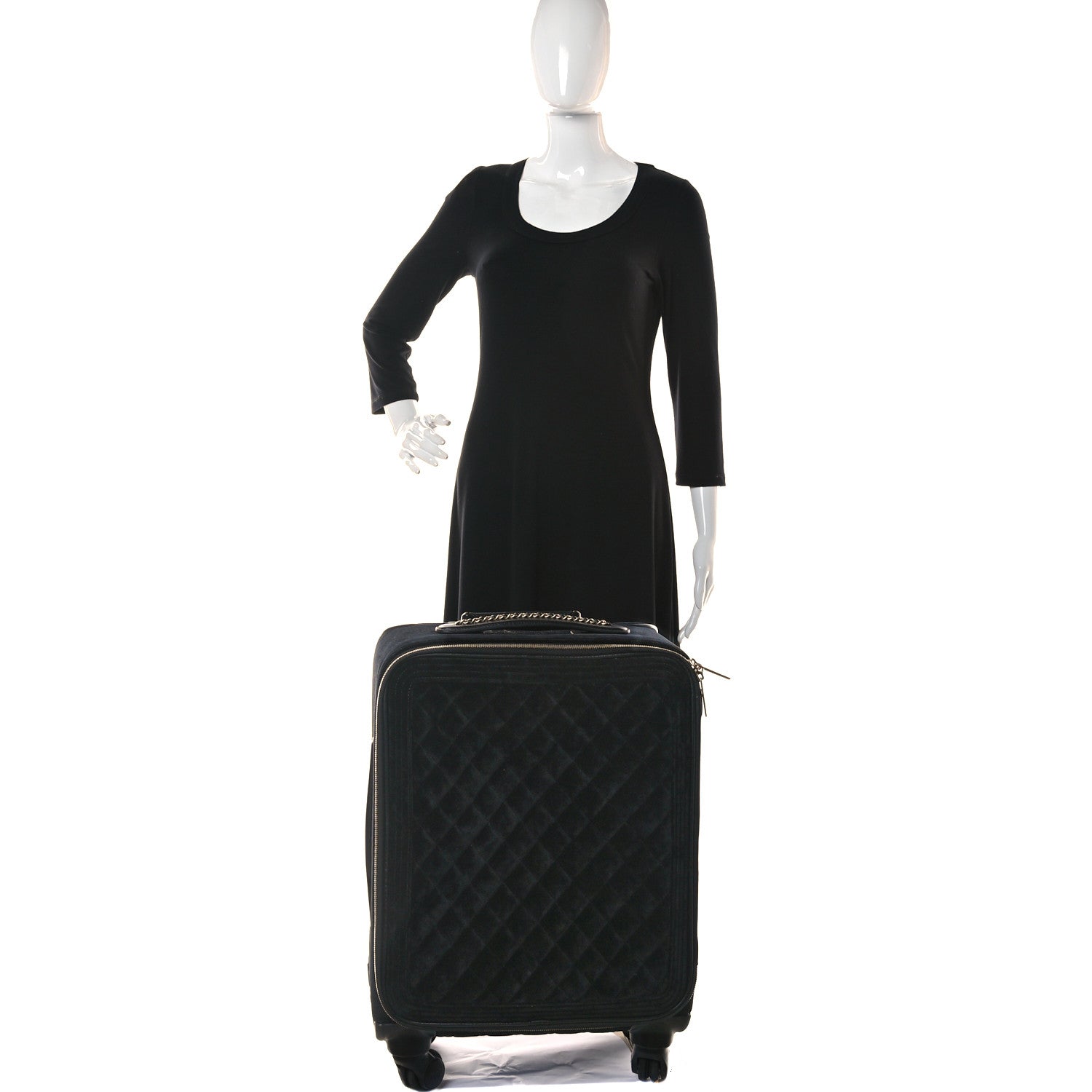 Chanel Suede Quilted Coco Case Trolley Black 2 of 12